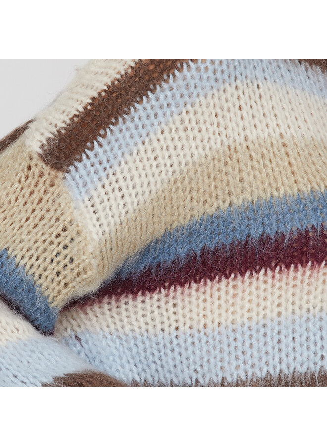 Sisters Point - LIDAR sweater with stripes - Blue - Beige - Bordeaux combination