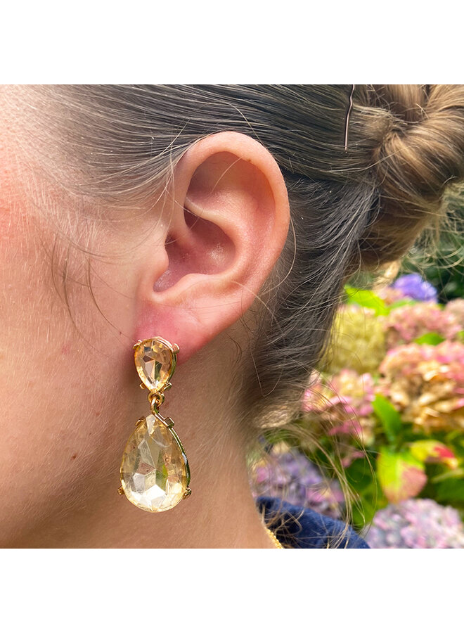 Statement earring teardrop - Champagne