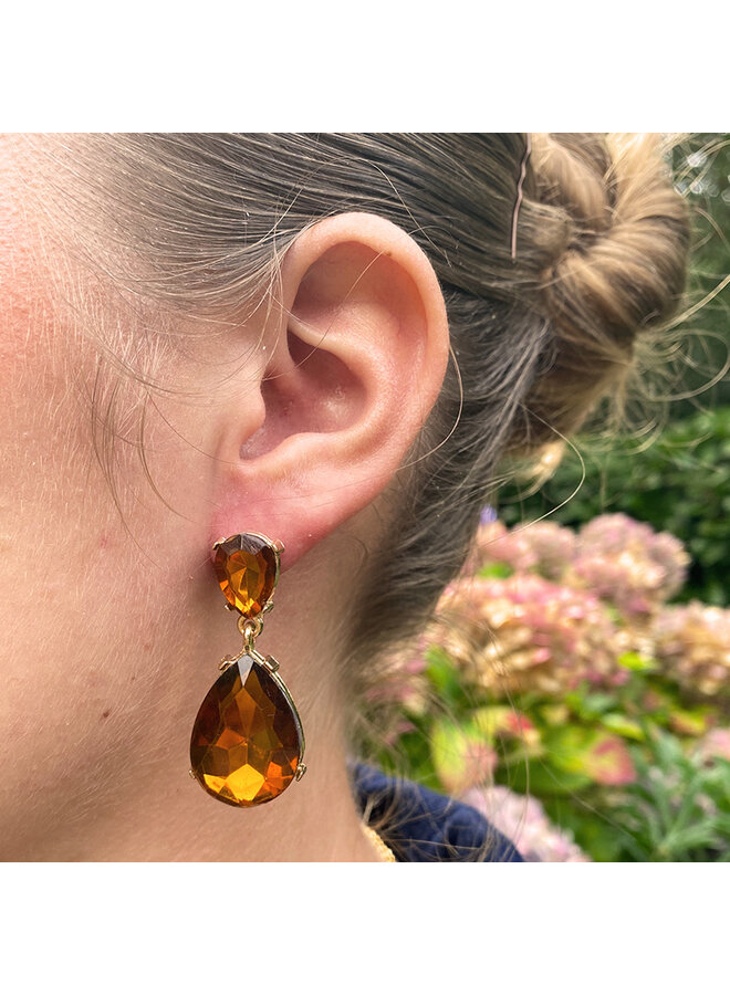 jozemiek statement earring teardrop - Cognac