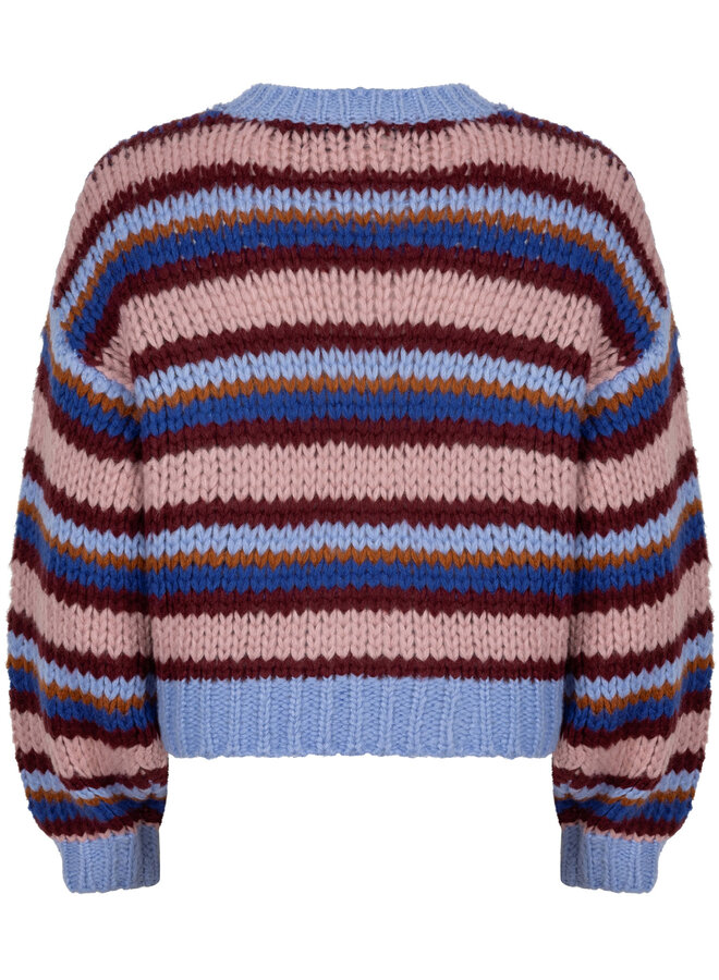 Ydence - Pullover Meggie - Blau / Burgund / Kamel / Zartrosa