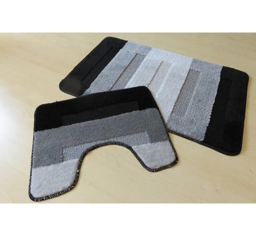 Set Tapis De Bain En Teintes Noir Et Gris Onlinemattenshop