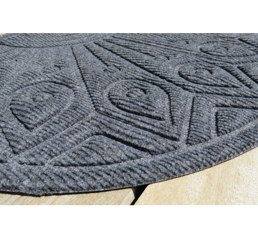 Tapis grattant aiguilleté demi-lune anthracite