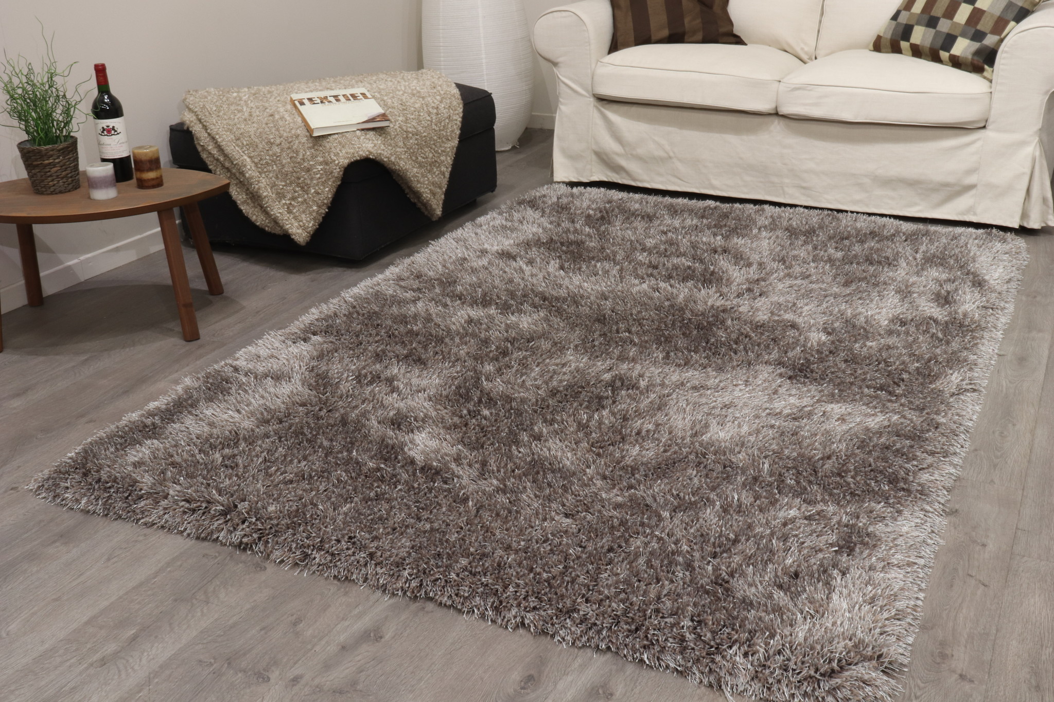 tack In de meeste gevallen Ga terug Hoogpolig tapijt in polyester mix grijs | Onlinemattenshop