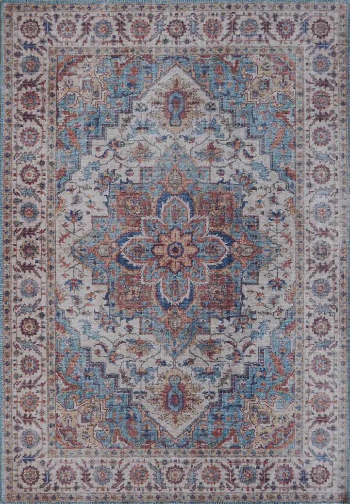 Onderverdelen Beheren een beetje Vintage tapijt met medaillon, bedrukt, blauw | Onlinemattenshop