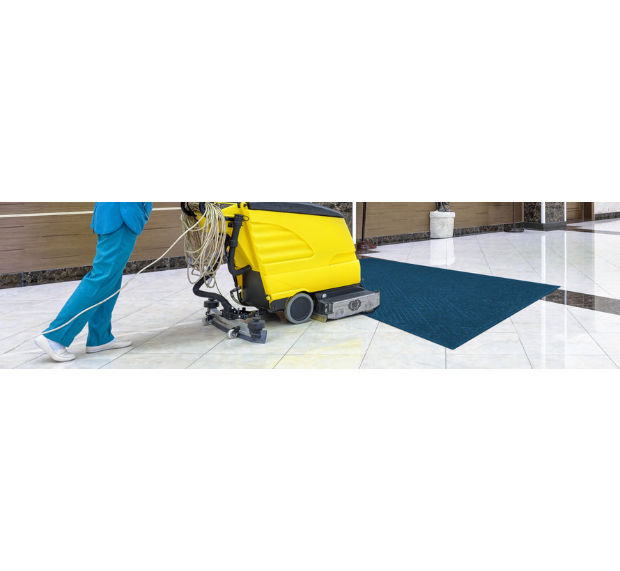 Tapis  professionnel grattant et absorbant en motif de carreaux, pour l'intérieur,  bleu