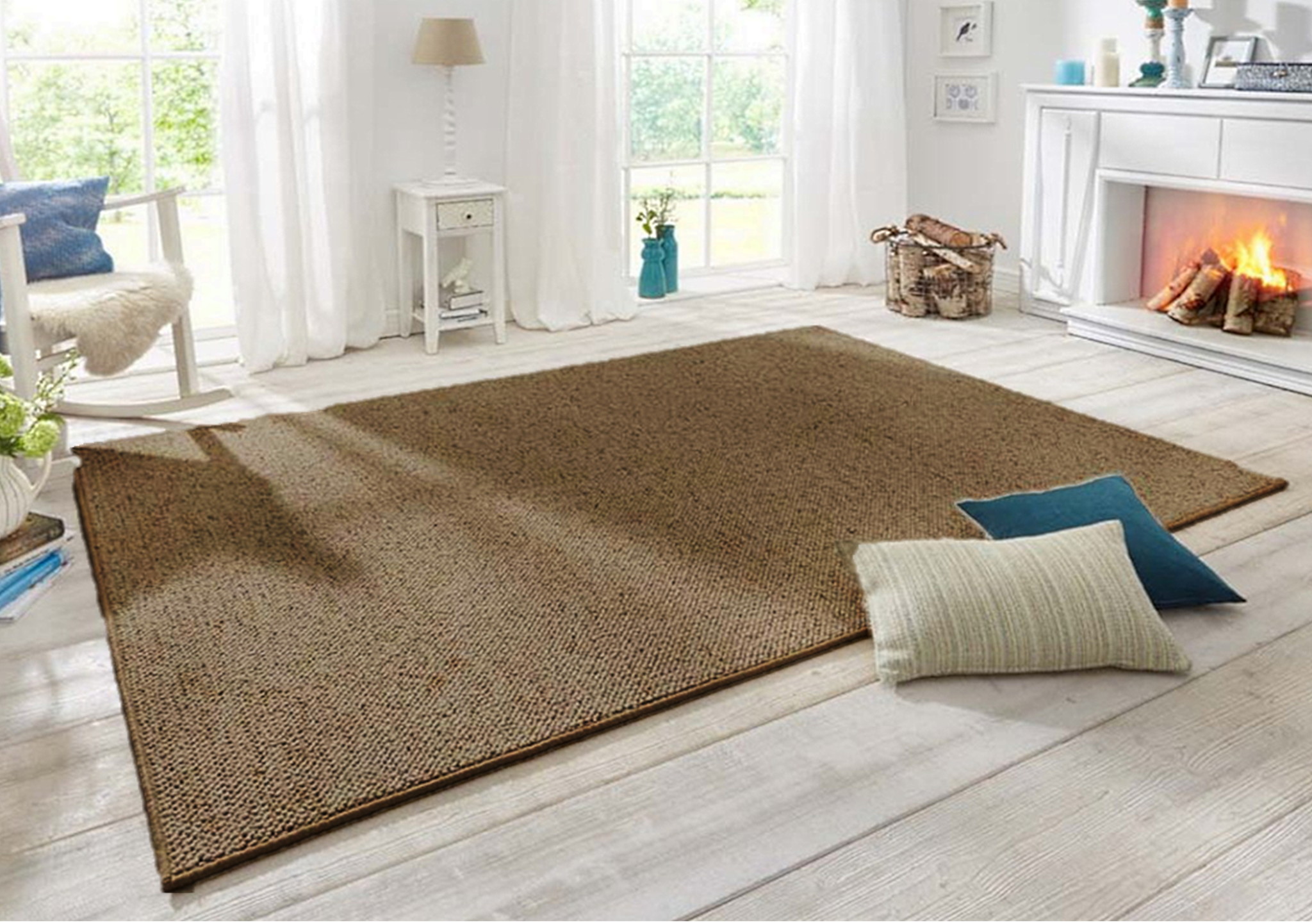 Maaltijd premier onze Modern tapijt met wol optiek, bruin | Onlinemattenshop