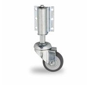 rolka skretna, Ø 50mm, termoplastyczna guma szara, niebrudząca, 50KG