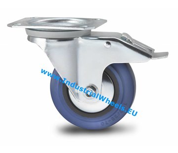 Rueda giratoria con freno, Ø 125mm, goma elástica, 150KG
