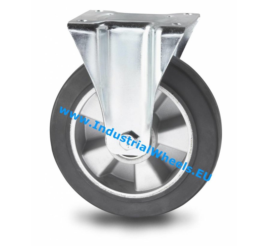 Rodas industriais Roda fixa chapa de aço, goma vulcanizada, rolamento rígido de esferas, Roda-Ø 200mm, 400KG