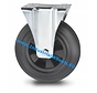 Industrial Fixed caster from pressed steel, plate fitting, rubber, black, roller bearing, Wheel-Ø 125mm, 100KG