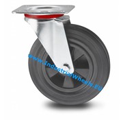 Rueda giratoria, Ø 80mm, goma negra, 65KG