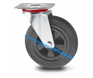 rueda giratoria con freno, Ø 160mm, goma gris, 180KG -   - Ruedas a los mejores precios