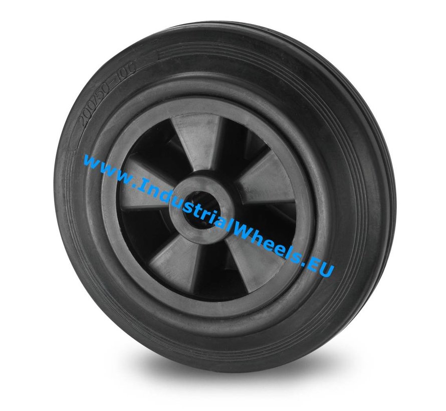 hjul Ø 80 x 25 mm, svart gummidäck, 65KG