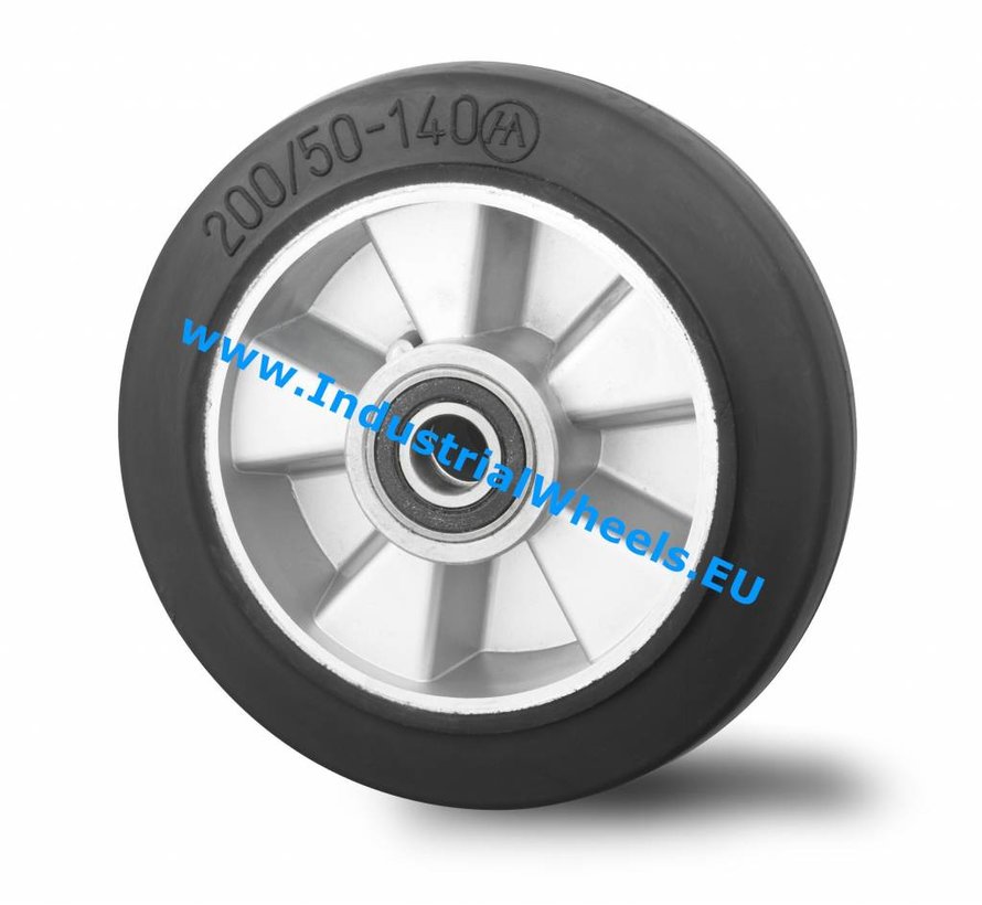 hjul Ø 125 x 50 mm, elastiskt gummidäck, 250KG