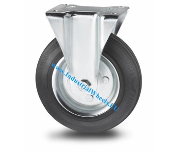 Fixed caster, Ø 80mm, rubber, black, 65KG