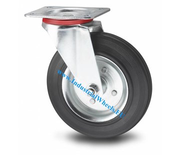 Lenkrolle, Ø 80mm, schwarzem Vollgummi, 65KG