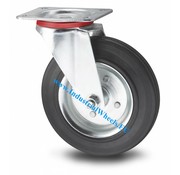 Swivel caster, Ø 200mm, rubber, black, 200KG