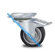 Rueda giratoria con freno, Ø 125mm, goma elástica, 200KG