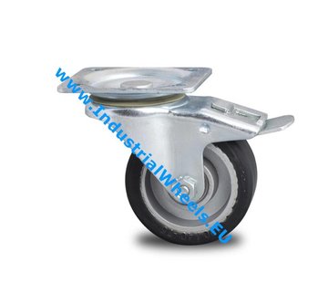 Swivel caster with brake, Ø 125mm, elastic-tyre, 200KG