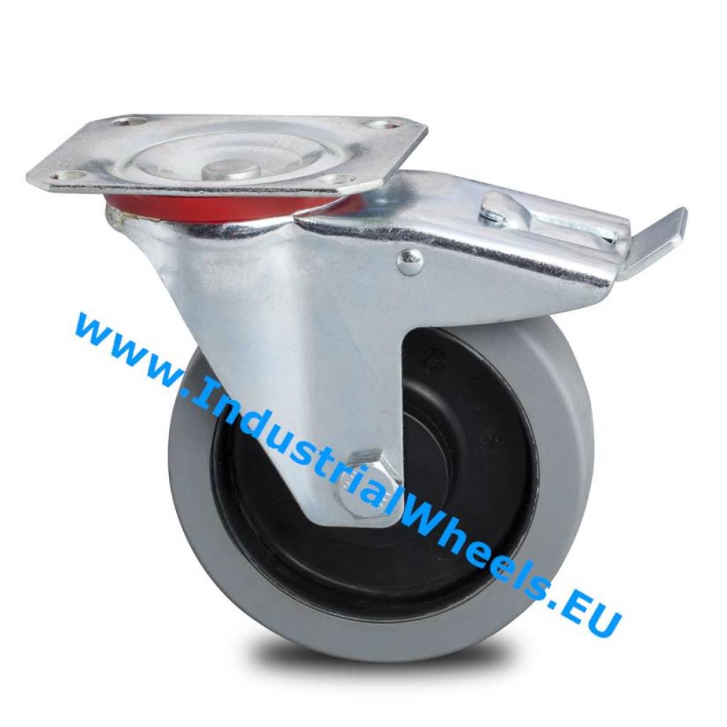 Roulette pivotante avec blocage, Ø 100mm, Roue Polyamide, 150KG -   - Roues et roulettes Vulkollan