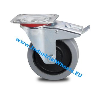 Roulette pivotante avec blocage, Ø 125mm, élastique, 200KG