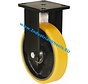 Ruedas de alta capacidad Rueda fija  Soporte y pletina de hierro fundido, pletina de fijación, Bandaje polyuréthane vulcanizada, cojinete de bolas de precisión, Rueda-Ø 250mm, 1400KG