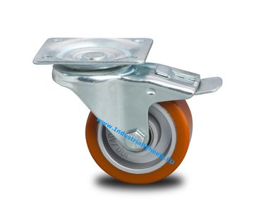 Lenkrolle mit Feststeller, Ø 125mm, Vulkanisierte gegossenem Polyurethane Laufflache, 250KG