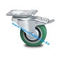 Industrial Reinforced Housing Swivel caster with brake from Pressed hard steel, plate fitting, polyurethane-tyre, roller bearing, Wheel-Ø 100mm, 250KG