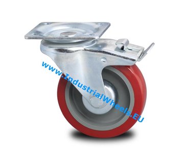 Swivel caster with brake, Ø 125mm, polyurethane-tyre, 250KG