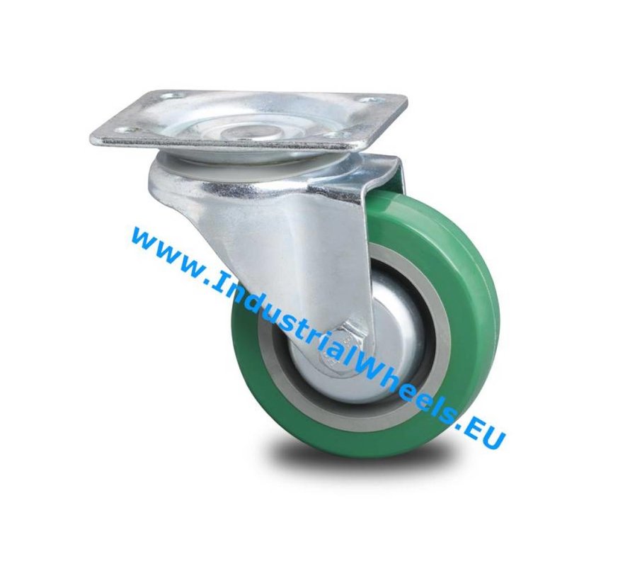 Ruedas para transporte industrial Reforzado Soporte Rueda giratoria De chapa de acero duro, pletina de fijación, goma elástica, cojinete de rodillos, Rueda-Ø 100mm, 250KG