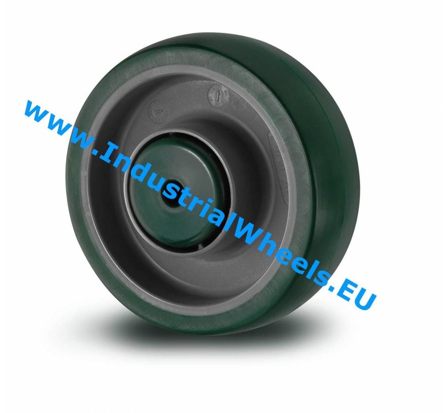 Industrial Wheel from Injected polyurethane, precision ball bearing, Wheel-Ø 200mm, 500KG