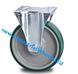Industrial Fixed caster from pressed steel, plate fitting, Injected polyurethane, precision ball bearing, Wheel-Ø 125mm, 200KG