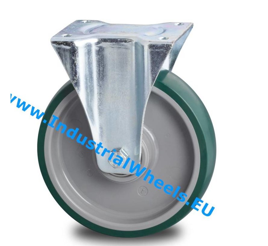 Zestawy kołowe transportowe Zestaw stały tłoczonej blachy stalowej, płytka mocująca, wtryskiwanego poliuretanu, Precyzyjne łożysko kulkowe, Koło-Ø 160mm, 300KG