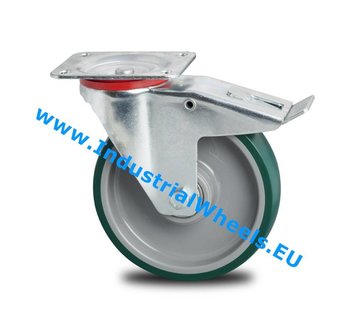 Swivel caster with brake, Ø 100mm, Injected polyurethane, 150KG