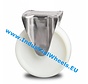 Inox / aço inoxidável AISI 304 Roda fixa aço inoxidável prensado, Roda Poliamida, rolamento liso, Roda-Ø 125mm, 450KG