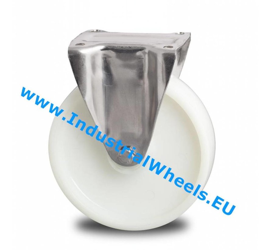 Inox / stal nierdzewna AISI 304 Zestaw stały stali kwasoodpornej Presset, płytka mocująca, Piasta Poliamidu, łożysko ślizgowe, Koło-Ø 125mm, 450KG