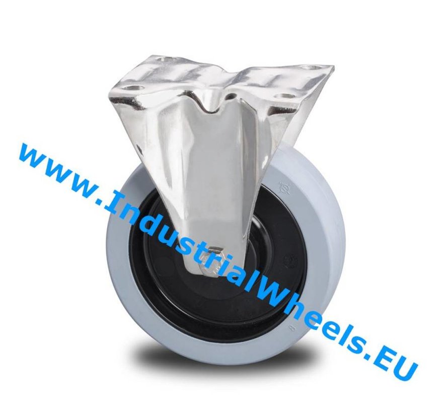 Inox / stal nierdzewna AISI 304 Zestaw stały stali kwasoodpornej Presset, płytka mocująca, elastycznej gumy wulkanizowanej, 2-RS Precyzyjne łożysko kulkowe, Koło-Ø 100mm, 150KG