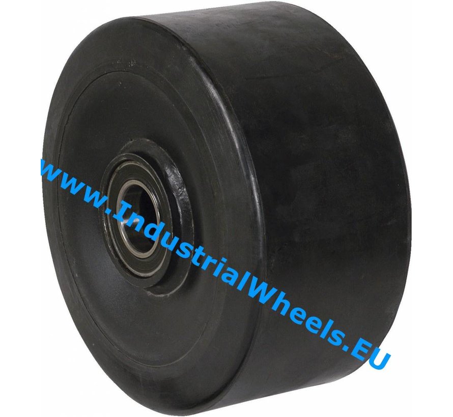 Heavy duty Wheel from Vulcanized elastic rubber tires, precision ball bearing, Wheel-Ø 200mm, 1200KG