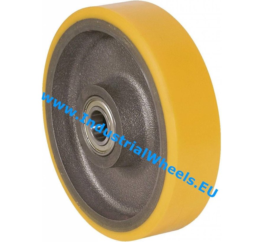 Heavy duty Wheel from Vulcanized Polyurethane tread, precision ball bearing, Wheel-Ø 100mm, 400KG