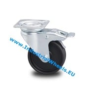 Swivel caster with brake, Ø 50mm, Polypropylene Wheel, 40KG