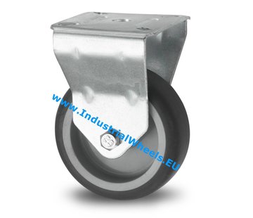 Rueda fija, Ø 75mm, goma termoplástica gris que no deja huella, 75KG