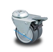 Roulette pivotante avec blocage, Ø 100mm, caoutchouc thermoplastique gris  non tachant, 80KG -  - Roues et roulettes Vulkollan