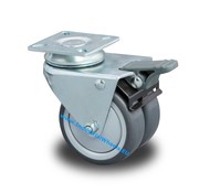 Swivel caster with brake, Ø 50mm, Polypropylene Wheel, 80KG