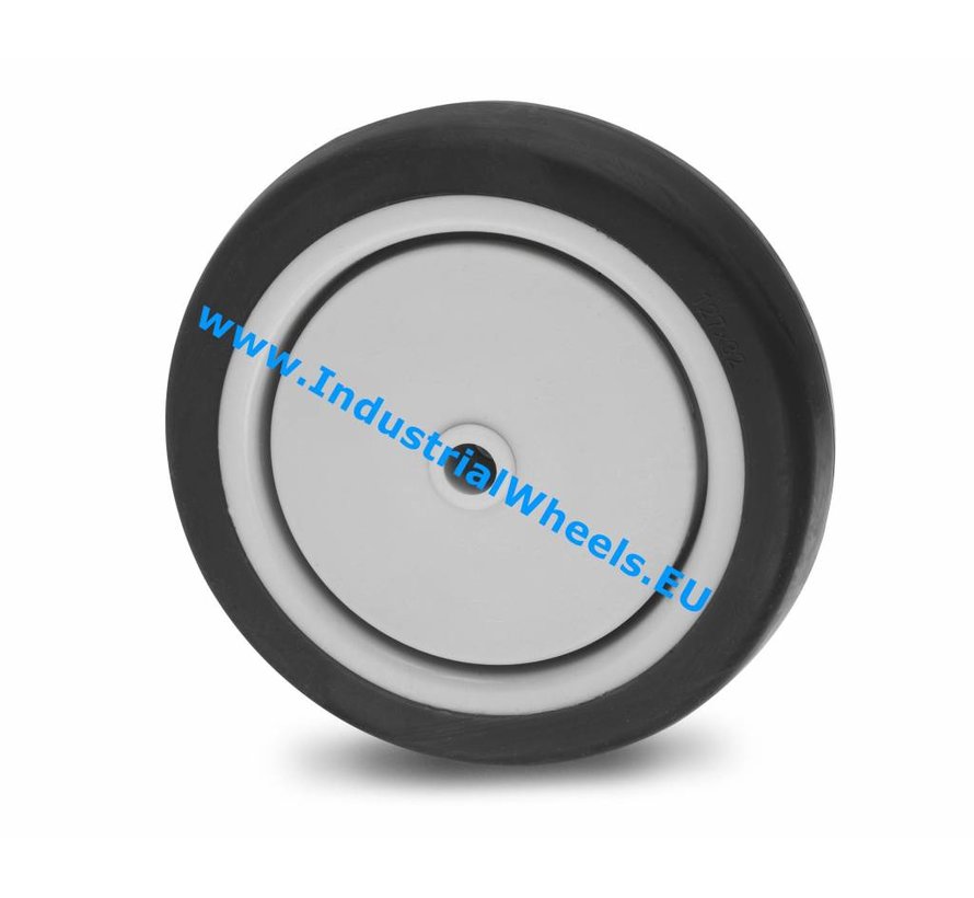 Institutional Wheel from thermoplastic rubber grey non-marking, Central precision ball bearing, Wheel-Ø 125mm, 100KG