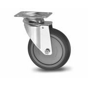 länkhjul, Ø 100 mm, grå icke-märkande termoplastiskt gummihjul, 100KG