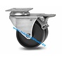 Institutional Swivel caster with brake from pressed steel, plate fitting, Polypropylene Wheel, plain bearing, Wheel-Ø 50mm, 80KG