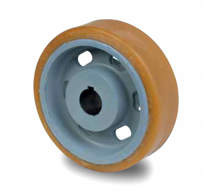 Roulettes fortes charges Roulettes de manutention Vulkollan® Bayer roues bandage de roulement Corps de roue fonte, alésage H7, Roue-Ø 300mm, 80KG