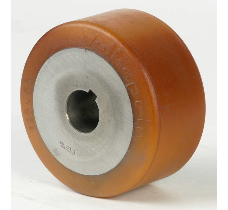 Roulettes fortes charges Roulettes de manutention Vulkollan® Bayer roues bandage de roulement Corps de roue fonte, alésage H7, Roue-Ø 125mm, 80KG