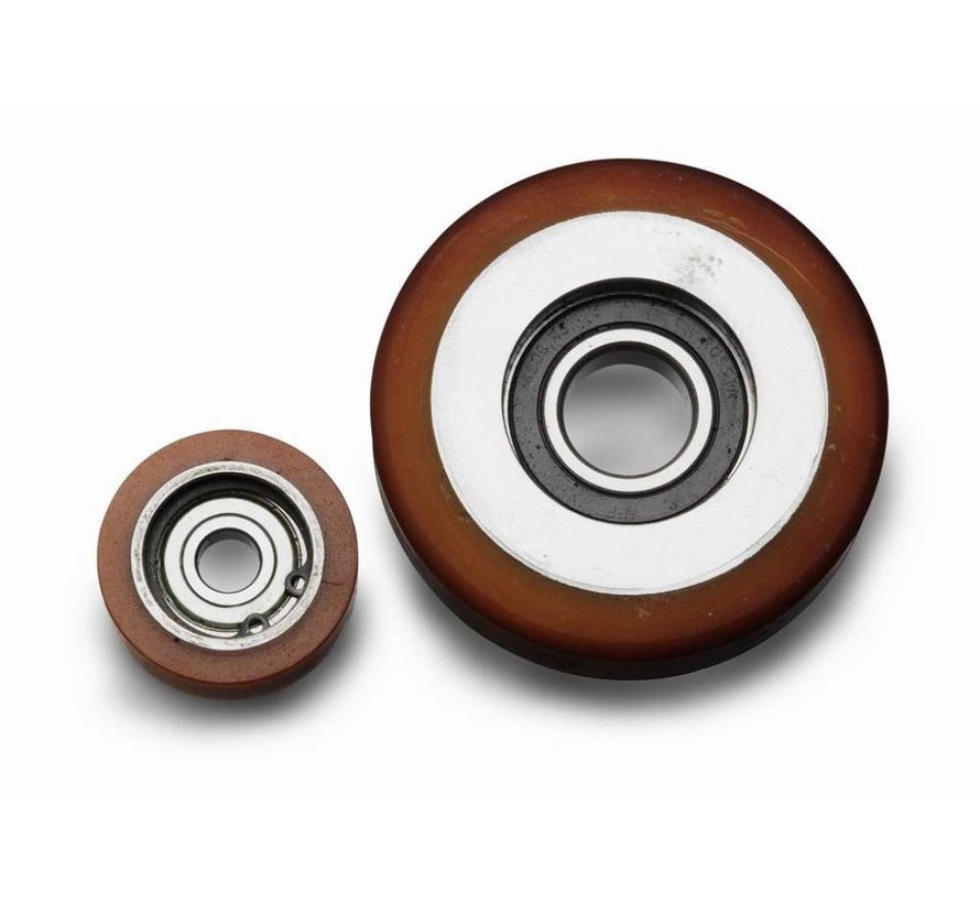 Vulkollan® guiding roller Vulkollan® Bayer tread steel core, precision ball bearing, Wheel-Ø 60mm, 230KG