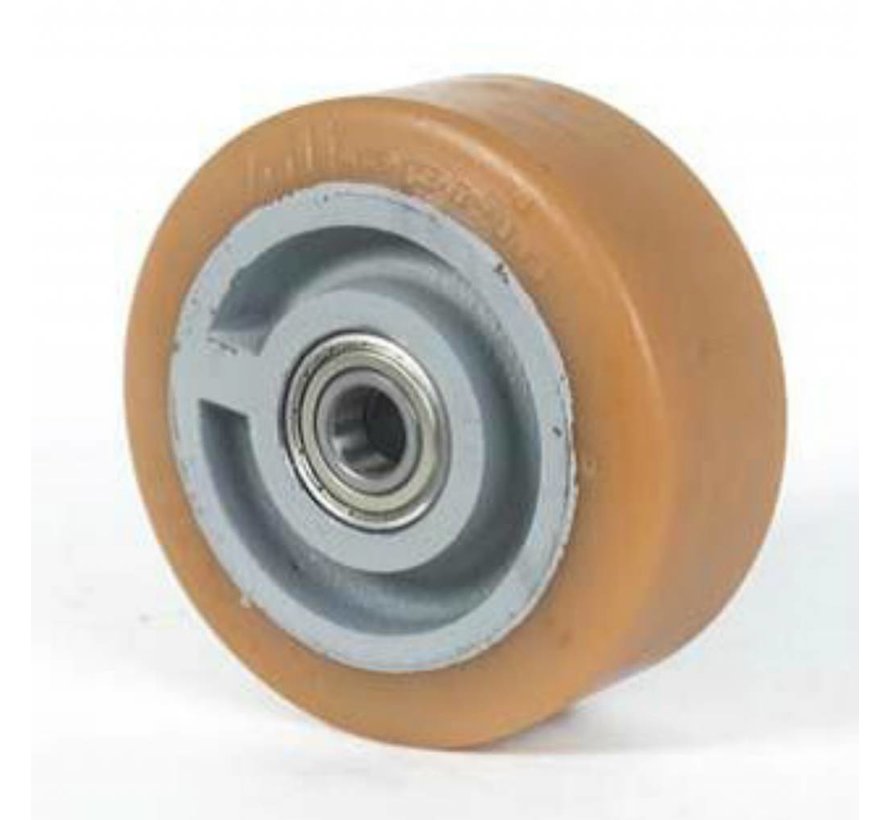 Roulettes fortes charges Vulkollan® Bayer roues bandage de roulement Corps de roue fonte, roulements à billes de précision, Roue-Ø 400mm, 65KG